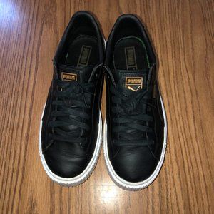 Puma Black Leather Platform Sneakers